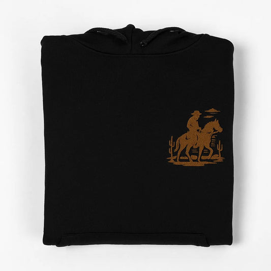 Cowboy On Horse Embroidered Hoodie